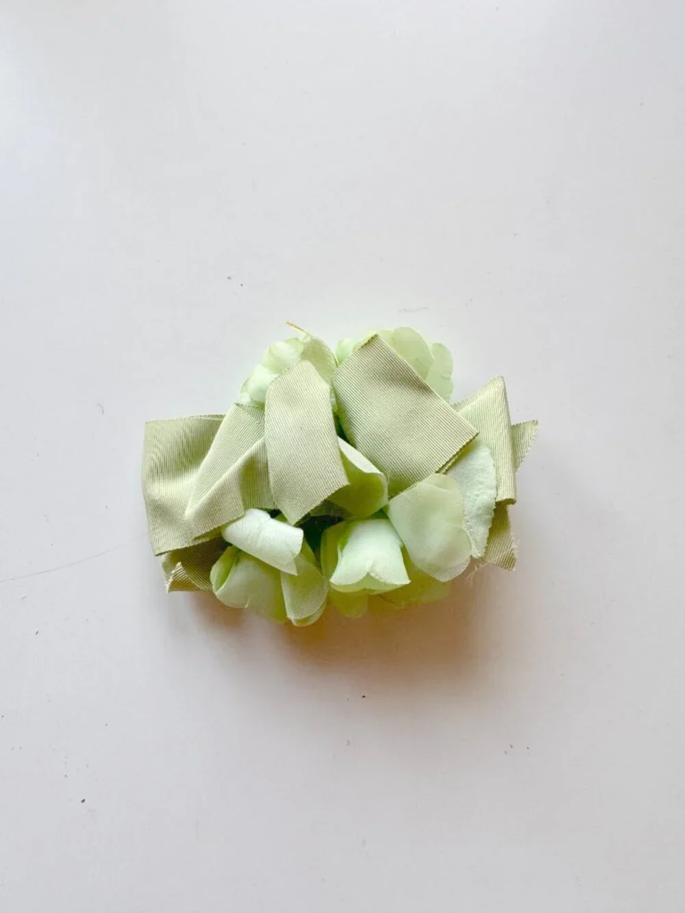 Vintage Green Grosgrain Ribbon Faux Floral Barrette Hair Clip - Picture 1 of 4